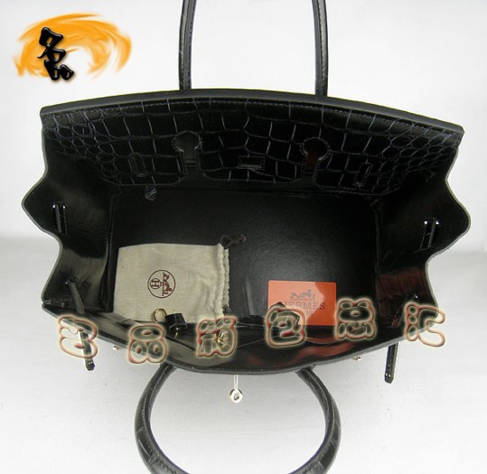6089 Hermes 鱷魚紋手提包 Hermes女包 Hermes Birkin 鉑金包 黑色金扣(35)