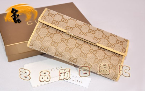 112715 GUCCI新款雙G花布女士錢(qián)夾 GUCCI錢(qián)包 GUCCI長(zhǎng)款錢(qián)包 黃配杏色