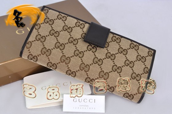 233024 GUCCI帆布包 GUCCI錢(qián)包 雙G花布 布配皮 GUCCI時(shí)尚休閑錢(qián)包