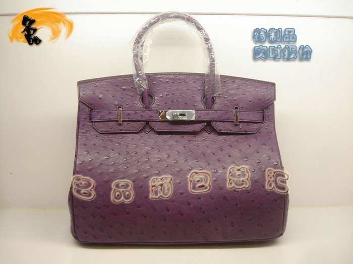 00491 鴕鳥皮手提包 Hermes Birkin 鉑金包 Hermes 女包 紫色 專業(yè)訂制品 實(shí)時(shí)報(bào)價(jià)