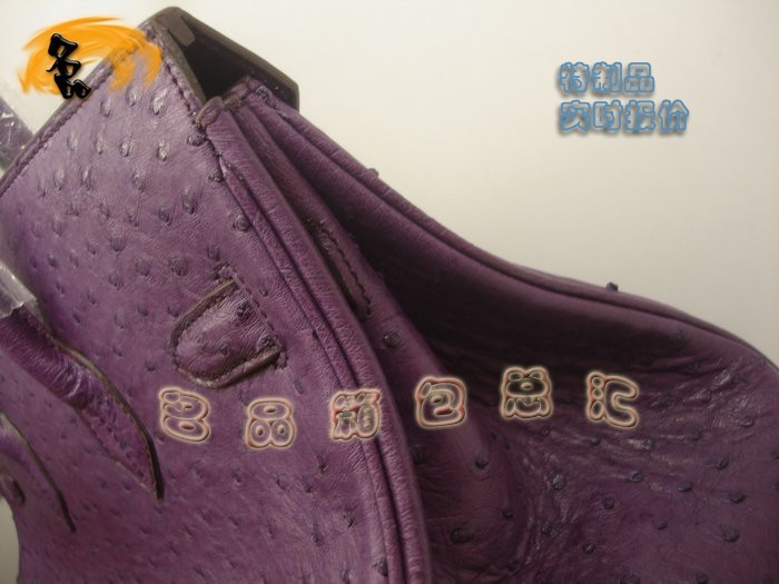 00491 鴕鳥皮手提包 Hermes Birkin 鉑金包 Hermes 女包 紫色 專業(yè)訂制品 實(shí)時(shí)報(bào)價(jià)