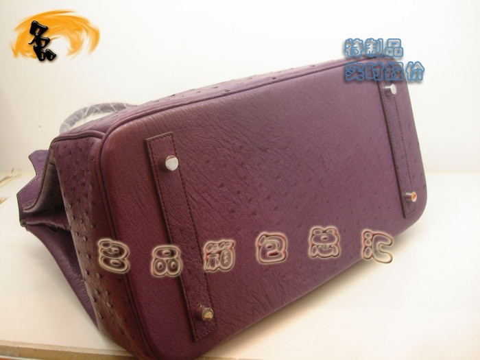 00491 鴕鳥皮手提包 Hermes Birkin 鉑金包 Hermes 女包 紫色 專業(yè)訂制品 實(shí)時(shí)報(bào)價(jià)