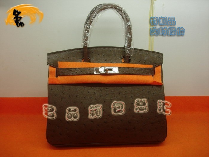 07276 真鴕鳥皮手提包 Hermes Birkin 鉑金包 Hermes 女包 啡色 專業(yè)訂制品 實(shí)時(shí)報(bào)價(jià)