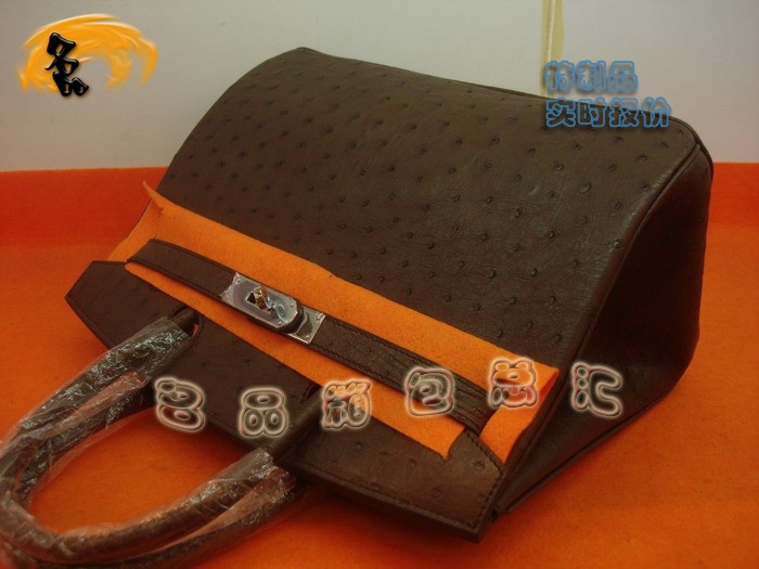 07276 真鴕鳥皮手提包 Hermes Birkin 鉑金包 Hermes 女包 啡色 專業(yè)訂制品 實(shí)時(shí)報(bào)價(jià)