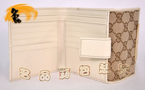 112664 Gucci短款錢包 Gucci卡包 經(jīng)典雙G花布女士錢包 Gucci女包 杏配米白色