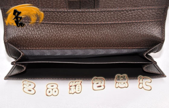 112715 Gucci經(jīng)典雙G花布女士錢(qián)夾 Gucci長(zhǎng)款錢(qián)包 Gucci女包 錢(qián)包 杏配深啡色