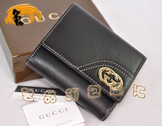 181597 Gucci時(shí)尚休閑女包 Gucci短款錢(qián)包 Gucci錢(qián)夾 Gucci全皮錢(qián)夾 黑色