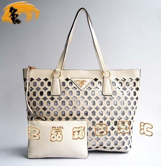 1020 Prada 最新款 時尚休閑女士單肩包 Prada女包 原版一比一品質 米白色