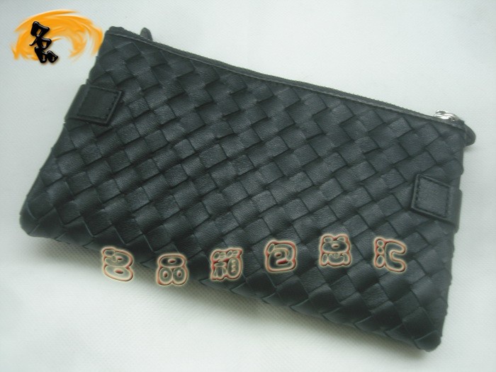 08742 Bottega Veneta羊皮編織錢包 BV手拿包 Bottega長款錢包 卡包 黑色