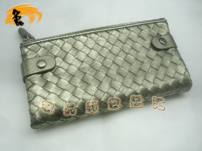 08748 Bottega Veneta羊皮編織錢包 BV手拿包 Bottega長款錢包 卡包 古銅色