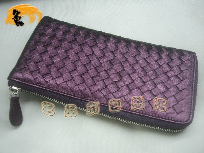 08832 Bottega Veneta羊皮手工編織錢包 BV女包 Bottega Veneta長款錢包 紫色