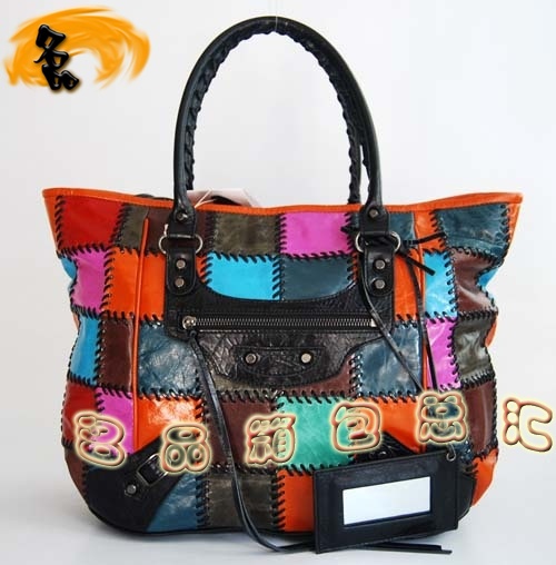 084609 Balenciaga最新款 拼色牛皮時(shí)尚女士手提包 巴黎世家女包 正品品質(zhì) 黑色