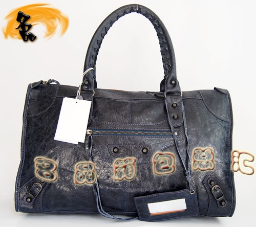 084324 Balenciaga單肩包 Balenciaga羊皮女包 機車包 巴黎世家手提包 海軍藍(lán)