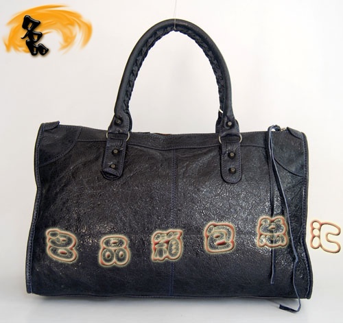 084324 Balenciaga單肩包 Balenciaga羊皮女包 機車包 巴黎世家手提包 海軍藍(lán)