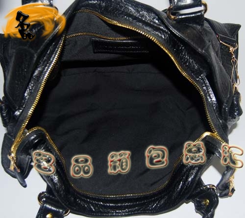 084328B Balenciaga單肩包 機(jī)車包 巴黎世家手提包 進(jìn)口羊皮大金釘女包 黑色