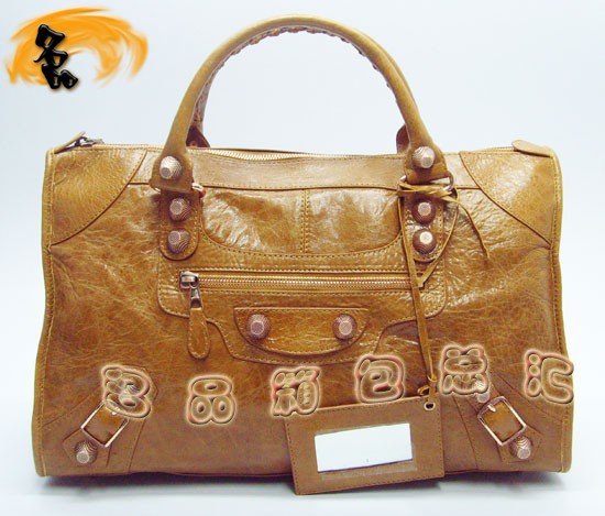084324B Balenciaga女包 巴黎世家手提包 手提包 進口羊皮時尚休閑女包 駝色
