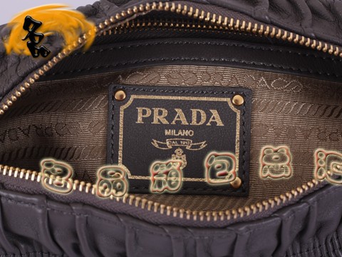 BL0651 普拉達最新款褶皺羊皮女包 Prada手拎包 Prada單肩包 原版一比一品質 灰色