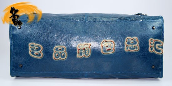 084334 Balenciaga機(jī)車包 單肩包 巴黎世家手提包 進(jìn)口羊皮大金釘時(shí)尚女包 寶藍(lán)色
