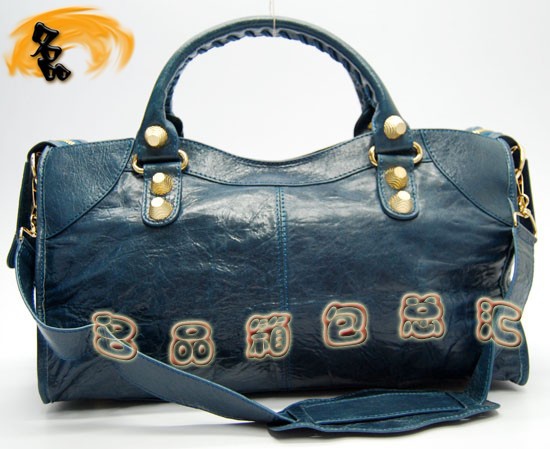 084328B Balenciaga女包 手提包 巴黎世家單肩包 進口羊皮時尚休閑女包 寶藍色