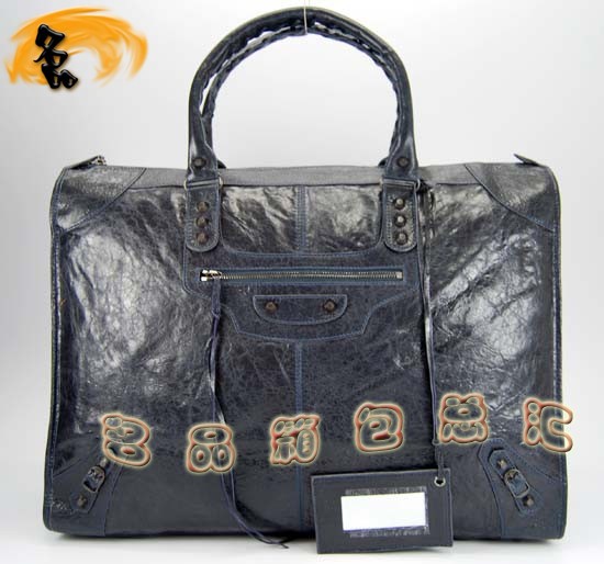 084334 Balenciaga機車包 單肩包 巴黎世家手提包 進口羊皮經典時尚女包 海軍藍色