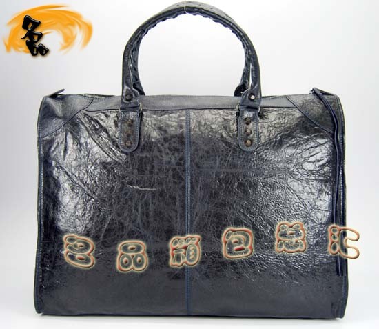 084334 Balenciaga機車包 單肩包 巴黎世家手提包 進口羊皮經典時尚女包 海軍藍色