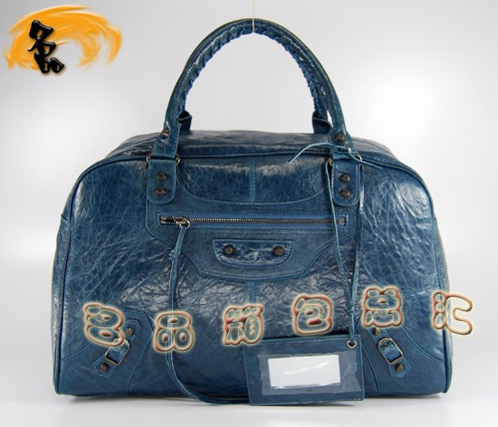 084355 進口羊皮時尚休閑女包 Balenciaga女包 手提包 巴黎世家手提包 寶藍色
