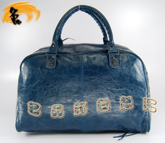 084355 進口羊皮時尚休閑女包 Balenciaga女包 手提包 巴黎世家手提包 寶藍色