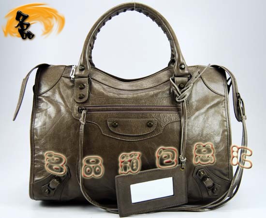 115748L 巴黎世家機車包 Balenciaga手提包 進口油皮時尚休閑女包 單肩包 銀灰色