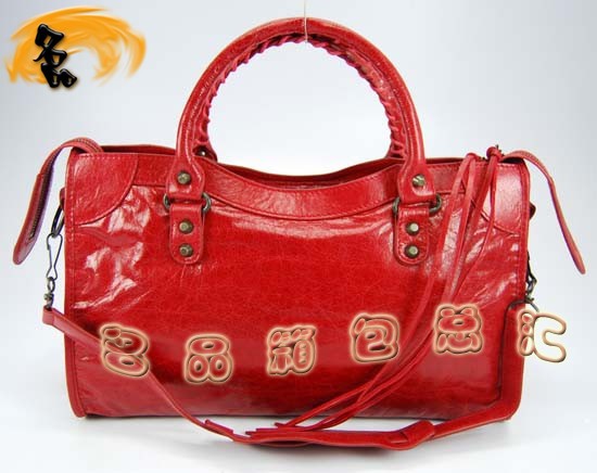 115748S 巴黎世家機(jī)車包 Balenciaga單肩包 進(jìn)口油皮時(shí)尚女包 手提包 大紅色