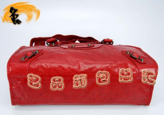 115748S 巴黎世家機(jī)車包 Balenciaga單肩包 進(jìn)口油皮時(shí)尚女包 手提包 大紅色