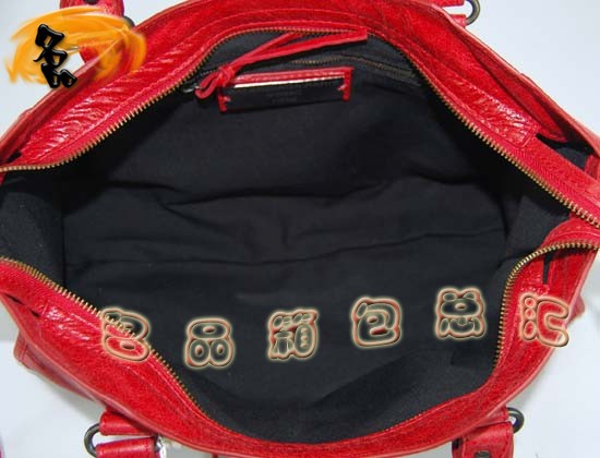 115748S 巴黎世家機(jī)車包 Balenciaga單肩包 進(jìn)口油皮時(shí)尚女包 手提包 大紅色