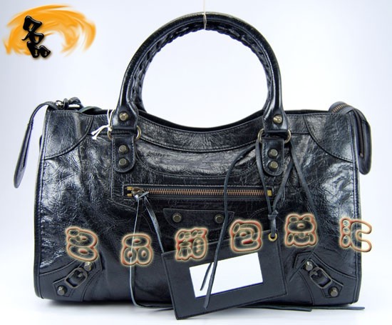 115748S 巴黎世家機車包 Balenciaga單肩包 進口油皮時尚女包 手提包 黑色