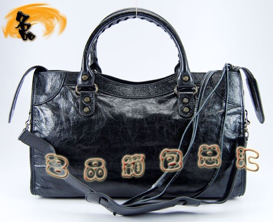 115748S 巴黎世家機車包 Balenciaga單肩包 進口油皮時尚女包 手提包 黑色