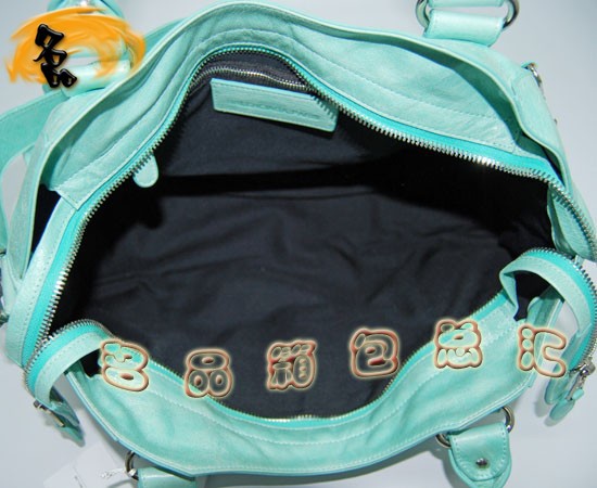 173082A Balenciaga單肩包 巴黎世家手提包 進(jìn)口牛皮經(jīng)典時尚女包 機(jī)車包 湖水綠色
