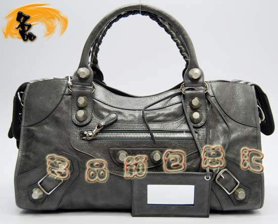 173082A Balenciaga手提包 巴黎世家單肩包 進口牛皮經典時尚女包 機車包 深銀灰色