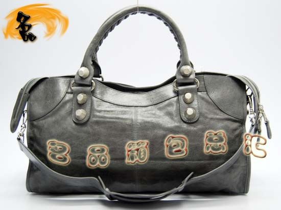 173082A Balenciaga手提包 巴黎世家單肩包 進口牛皮經典時尚女包 機車包 深銀灰色