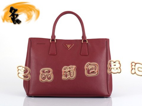 BN1844 Prada最新款十字紋進(jìn)口牛皮女包 普拉達(dá)手提包 Prada手提包 紅色