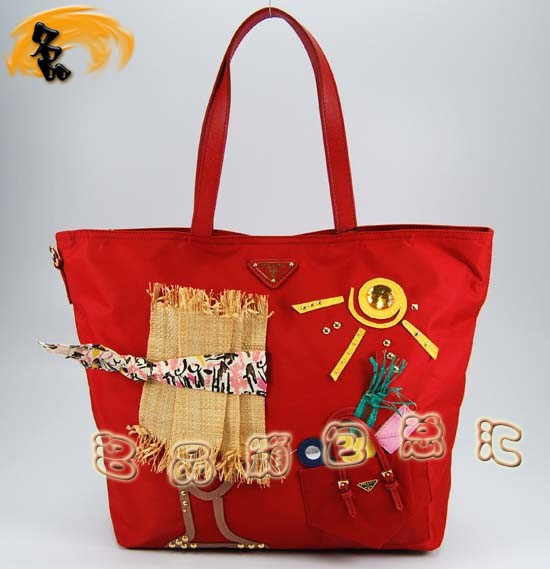89277 最新款單肩包 Prada女包 普拉達(dá)手提包 Prada時(shí)尚休閑女包 大紅色