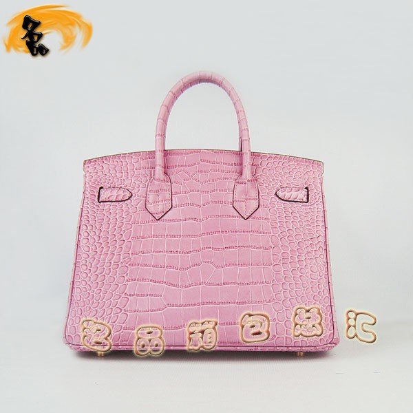 6088 Hermes手提包 愛馬仕女包 Hermes Birkin 鉑金包 鱷魚紋(30) 粉紅色金扣