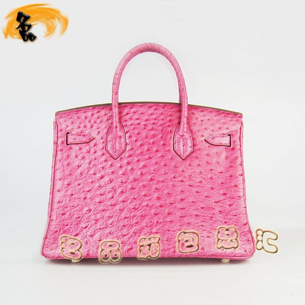 6088 愛馬仕女包 Hermes手提包 Hermes Birkin 鉑金包 鴕鳥紋(30) 玫紅色金扣