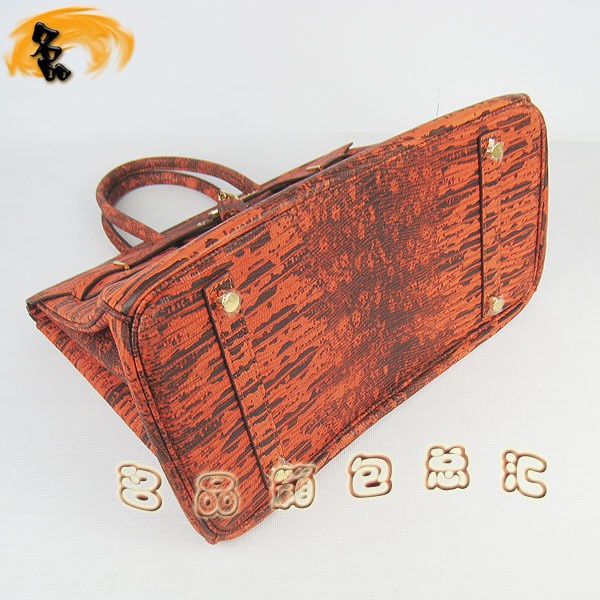 6089 Hermes手提包 Hermes Birkin 鉑金包 愛馬仕女包 蜥蜴紋(35) 橙色金扣