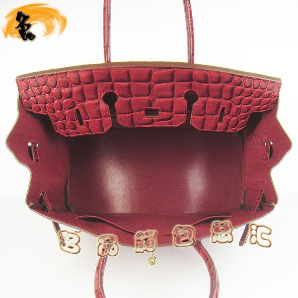 6089 Hermes手提包 Hermes Birkin 鉑金包 愛馬仕女包 鱷魚紋(35) 大紅色金扣