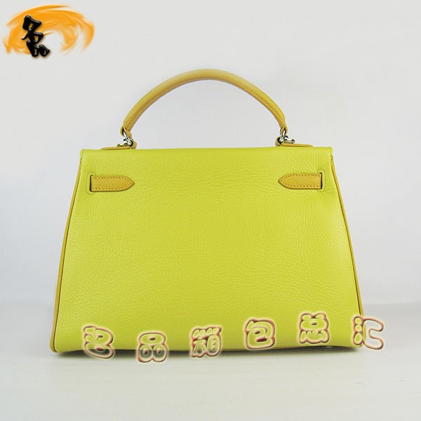 6108 凱莉包 Hermes女包 手提包 愛馬仕斜挎包 Hermes Kelly Bag 配色荔枝紋 綠橙黃色銀扣