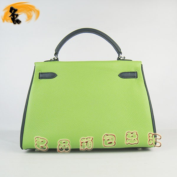 6108 凱莉包 Hermes女包 手提包 愛(ài)馬仕斜挎包 Hermes Kelly Bag 配色荔枝紋 黃藍(lán)綠色銀扣