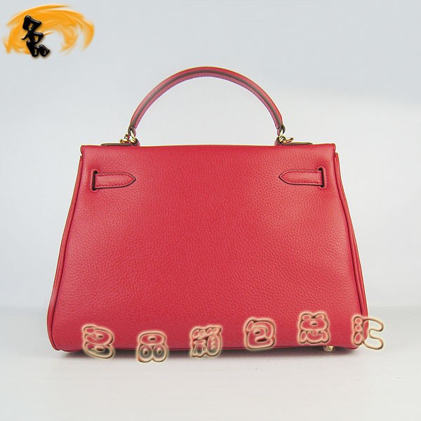 6108 Hermes Kelly系列手提包 Hermes女包 凱莉包 愛馬仕斜挎包 荔枝紋 紅色金扣