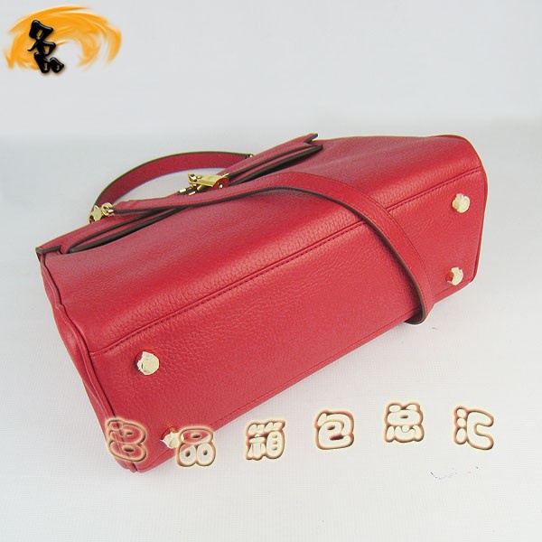 6108 Hermes Kelly系列手提包 Hermes女包 凱莉包 愛馬仕斜挎包 荔枝紋 紅色金扣