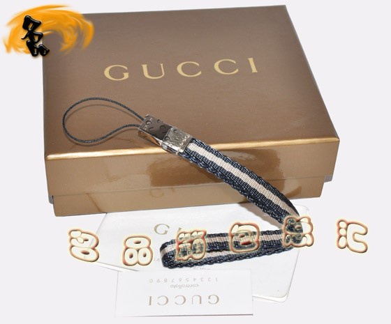 07168R Gucci手機鏈 古奇最新款掛件 Gucci手機掛飾 Gucci飾品 織帶 黑配白色