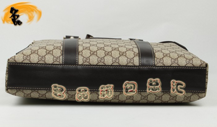 268481 Gucci手提包 古奇男包 GUCCI雙G帆布 時(shí)尚休閑公文包 Gucci斜挎包 咖啡色