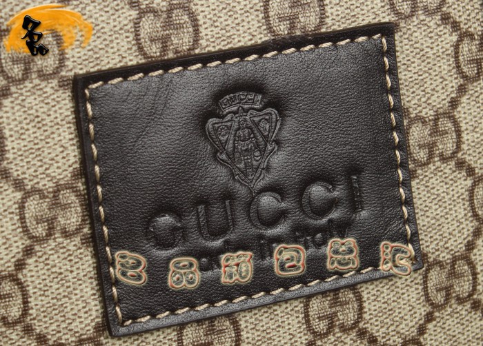 268481 Gucci手提包 古奇男包 GUCCI雙G帆布 時(shí)尚休閑公文包 Gucci斜挎包 咖啡色