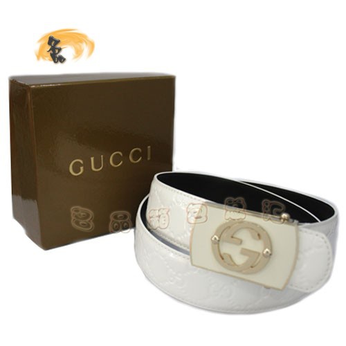 1127 Gucci皮帶 Gucci腰帶 Gucci經典款漆皮女士皮帶 古奇牛皮時尚休閑皮帶 白色